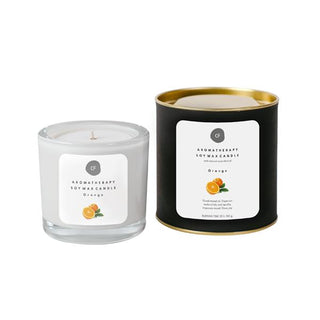 Aromaterapinės sojų vaško žvakės su eteriniais aliejais apelsino aromato